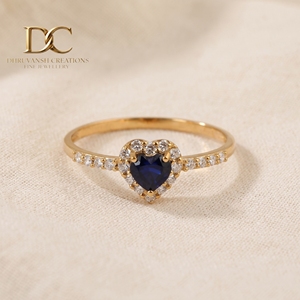 Anillo de Compromiso de Oro Amarillo Sólido de 14 Quilates con Certificado IGI al por Mayor para Mujer con Diamante Cultivado en Laboratorio y Topacio Azul de Londres en Forma de Corazón - Product Image 3
