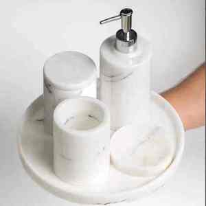 Juego de Accesorios de Baño de Poliresina al por Mayor, Diseño Rectangular Blanco, Fácil de Limpiar, para el Mercado de Exportación - Product Image 5