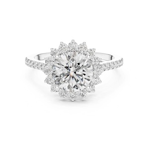 Anillo de compromiso y boda de plata de ley 925 con doble halo de moissanita de corte brillante de 1.5 ct, joyería fina GRA - Product Image 3