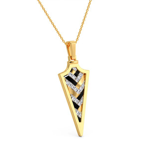 Collier pendentif en émail noir en forme de flèche géométrique avec diamant - Product Image 3