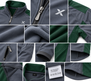 Camisetas Personalizadas para Senderismo con Cierre de Cremallera Parcial y de Media Cremallera |   Verde Grisáceo Seis Variaciones de Color |   Ropa de Senderismo | - Product Image 4
