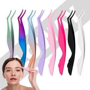Pinzas para Extensión de Pestañas de Acero Inoxidable Curvadas con Degradado Rosa Dorado y Logotipo Personalizado, Herramienta Aplicadora de Pestañas DIY - Product Image 2