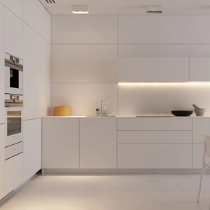 ชุดครัวหรูหราสไตล์ยุโรปแบบกำหนดเองของโครงการ JY พร้อมไอส์แลนด์ ประกอบเองได้ มาตรฐานกันน้ำ E1 E0 ผลิตจากโรงงานเฟอร์นิเจอร์เวียดนาม - Product Image 6