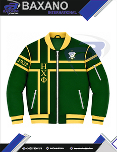 เสื้อแจ็คเก็ตวาร์ซิตี้สำหรับผู้หญิง Chi Eta Phi สีเหลือง ปักตัวอักษรกรีก ซิปด้านหน้า สไตล์ Preppy คอปกและปลายแขนเสื้อแบบ Letterman - Product Image 4