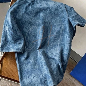 Camiseta Personalizada de Estilo Vintage, Lavada, con Cuello Redondo, Ecológica, Transpirable, de Secado Rápido, de Algodón, Informal, de Manga Corta, Holgada, para el Verano - Product Image 3