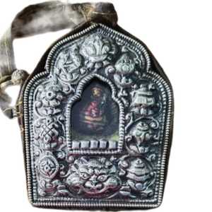 Pendentif ou breloque unisexe en alliage de cuivre plaqué argent blanc, style bouddhiste tibétain, cadeau religieux - Product Image 3