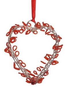 Adorno Navideño Colgante en Forma de Corazón con Cuentas Rojas, Hecho a Mano, Duradero, Impermeable, Estilo Moderno, Decoración Directa de Fábrica - Product Image 1
