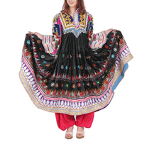Tenue ethnique traditionnelle afghane Kuchi en mousseline de soie, longue, faite à la main, brodée, perlée, appliquée, respirante, lavable, tribale
