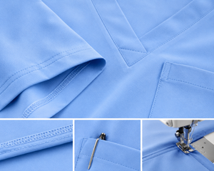 Women's Light Blue Short Sleeve <b>Scrub</b> Top And Pants Set O-Neck Regular Fit Solid Color <b>Work</b> Uniform Casual Wear All Seasons - Product Image 3