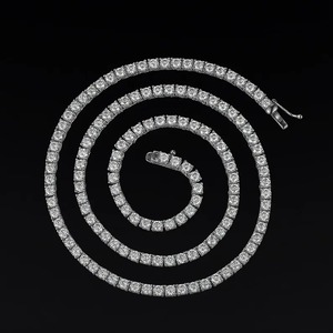 Luxury <b>Iced</b> <b>Out</b> Sterling Silver Tennis <b>Chain</b> Necklace for Men Women Rhodium Plated Channel Set Moissanite 2mm-6.5mm Cut Party - Product Image 1