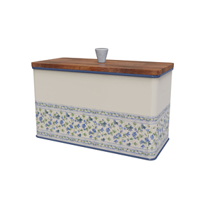 Contenedor Rectangular Metálico para Almacenamiento de Alimentos con Tapa de Madera, Diseño Floral, Hermético, para Uso en la Cocina - Product Image 1