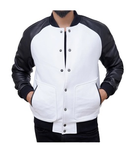 2025 Custom Embroidered Men's Wool Varsity <b>Jacket</b> Super Quality Black and <b>White</b> Breathable Style - Product Image 1
