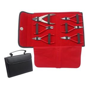 Kit de 6 pinces à bijoux en acier inoxydable : Pince à chaîne courbée 130mm, Pince coupante latérale 120mm, Pince à bec plat parallèle à mâchoires lisses 140mm - Product Image 1