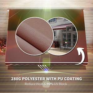 12 'x 8' tenda da giardino retrattile marrone con manovella manuale per cortili - Product Image 5