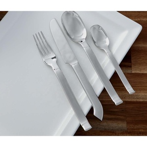 Usine en gros personnalisé métal simplicité poignée en acier inoxydable argent miroir poli couleur Logo hôtel mariage ensemble de couverts - Product Image 4