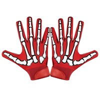 Gants de football américain Skull Football Gloves Tacky Grip Skin Tight Skeleton Pro Elite Sticky Receiver, tailles adulte et junior