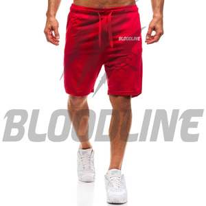 Bermuda pour homme BLOODLINE, couleur unie rouge, avec cordon de serrage, style décontracté, taille mi-haute, en tissu tricoté respirant, short de sport - Product Image 3