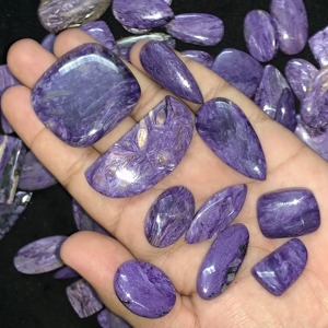 Cristal Curativo Natural, Charoita Violeta Tratada con Calor, Cabujón Suelto, Formas Mixtas, Juego de Colores, Joyería de Alta Calidad - Product Image 3