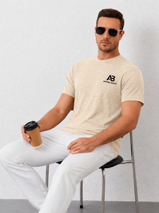 Camiseta de Manga Corta Casual para Hombre, Marca AMY, 100% Algodón, Corte Regular, Lisa, con Logotipo Personalizado al por Mayor - Product Image 3