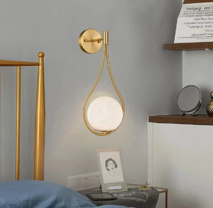 Brass LED Wall <b>Sconce</b> Mid Century Modern Globe Wall Lamp Round Decorative <b>Light</b> for Bedroom Bathroom Hotel - Product Image 1