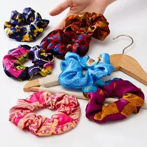 Handcrafted <b>Light</b> Weight Cotton Scrunchies Block Print Hair Ties Soft Stretch Ponytail Holders Reusable Fashion Hair Accessories - Product Image 3