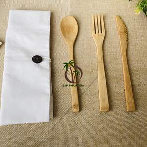 Cubiertos de madera de coco de alta calidad para restaurante Hotel Travel Cubiertos decorativos naturales de Vietnam al por mayor para Año Nuevo - Product Image 5