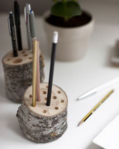 Organizador de escritorio de madera de lujo para bolígrafos y lápices, organizador de bolígrafos de madera minimalista, decoración moderna para oficina, portalápices de madera hecho a mano. - Product Image 2