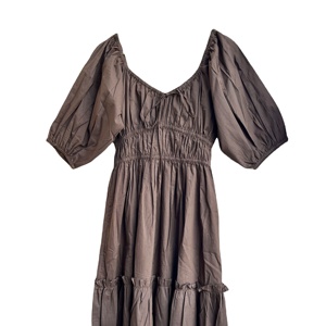 Vestido Largo Informal de Verano para Mujer, Cuello en V, 100% Algodón, Estilo Indio, Manga Larga, Corte en A, Ecológico - Product Image 1