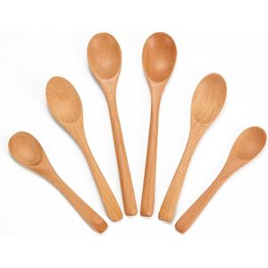 Set Premium di 6 Cucchiai in Legno di Faggio, 3 Misure (12,4 cm, 15 cm, 18 cm) - Multiuso per Tè, Caffè, Miele, per Uso Quotidiano - Product Image 1