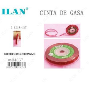 Nastro in garza Ilan 1 cm 35 iarde colore granato per artigianato e decorazioni - Product Image 1