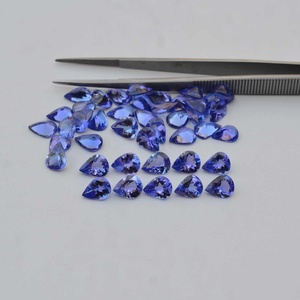ลูกแพร์เจียระไนเหลี่ยมเพชรพลอยแทนซาไนต์สีฟ้าเข้มธรรมชาติ6x8มม. เครื่องประดับอัญมณีกึ่งมีค่าขายดีจาก alibaba - Product Image 1
