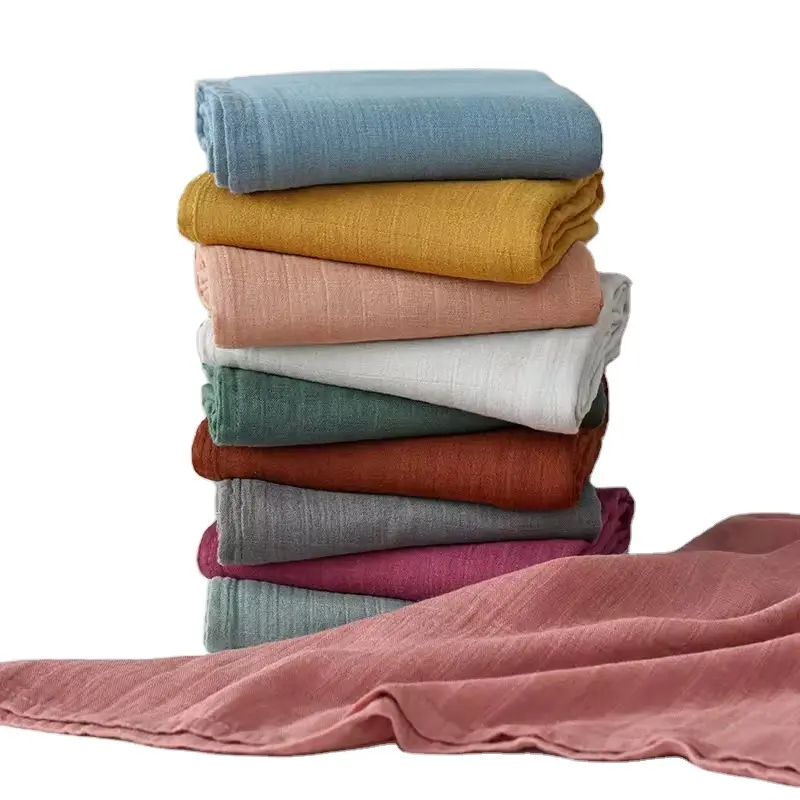 wholesales Unisex Baby swaddle Blanket 100% Organic Cotton Seersucker Blanket Print Baby Cribs Sheets Muslin Baby Blanket