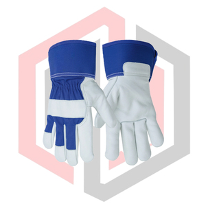 Guantes de Trabajo Resistentes de Cuero Dividido, Color Azul, Palma Reforzada, Grado Industrial, Resistentes a Químicos y al Calor - Product Image 3