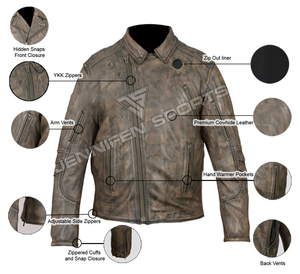 Chaquetas de Motociclista Personalizadas OEM de Alta Calidad, Ropa Original para Hombre, Chaquetas Ajustadas de Piel de Oveja Genuina - Product Image 2