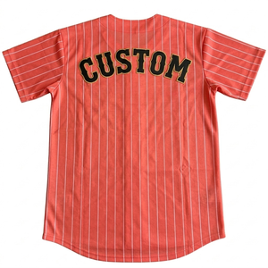 Wholesale Custom Softball Pinstripe Baseball Jersey Team Name Number Breathable Summer Short Sports Shirt <b>Athletic</b> Full Button - Product Image 2