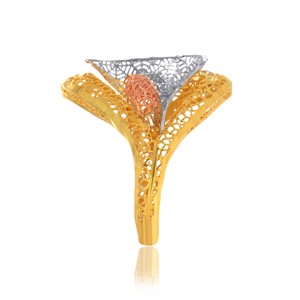 Anillo de Diseño de Hoja Calada Chapado en Oro, Plata y Oro Rosa de Primera Calidad para Mujer, Joyería de Moda Contemporánea - Product Image 3