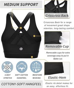 Adjustable Straps Sports Bra with Padded Push Shockproof Pilates Running Quick Dry Yoga Top Front Logo Backless Removable Cup - Product Image 3