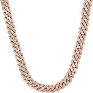 Collares de Moda Unisex de Plata de Ley 925 con Certificado GRA de Alta Calidad, con Incrustaciones de Moissanita Redonda en Forma de Garra, en Oro Rosa - Product Image 1