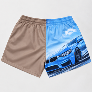Shorts de Rugby Sublimados de Poliéster Ecológico de Dos Tonos con Logotipo Personalizado Directo de Fábrica al Por Mayor, Cintura Alta y Bolsillo con Cremallera - Product Image 4