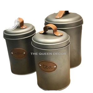 Greatest Quality Iron Metal Round Shape Silver Finished Sets Of 3 Canister <b>Jar</b> Fancy Style Luxury Handmade - Product Image 1