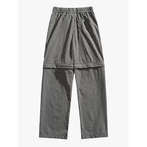 High Quality Breathable Baggy Nylon Pants Mens Detachable Zipper Parachute Pants Removable Thin Straight Leg <b>Trousers</b> - Product Image 3