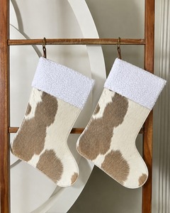 Wholesale Handmade Genuine Cowhide Leather <b>Christmas</b> <b>Stocking</b> with White Soft Faux Fur Cuff Rustic Holiday Home Decoration - Product Image 3