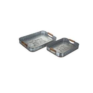 Bandeja Cuadrada de Metal Galvanizado con Asa de Madera Envejecida, Bandeja Decorativa Estilo Rústico, Adorno para el Hogar al Mejor Precio - Product Image 5