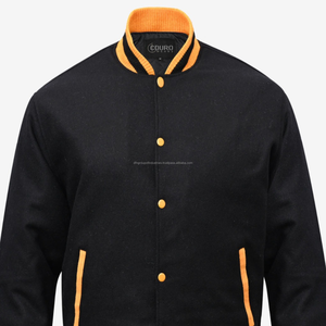 Blouson universitaire vintage en jean enduit à col montant pour homme, grande taille, personnalisé OEM, vente en gros - Product Image 3