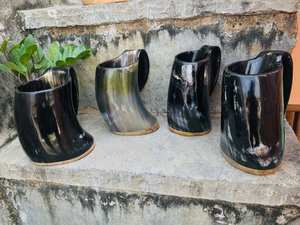 Handmade Polished Viking Drinking Horn <b>Coffee</b> <b>Mug</b> <b>Set</b> for Beer Whiskey Wine Waterproof Religious Style for Home & Hotel Bar Use - Product Image 5