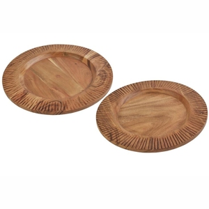 Assiettes de présentation rondes en bois en gros avec motif blanc pour la décoration de tables de mariage et de restaurants - Product Image 4
