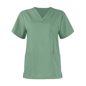Ensemble de blouses médicales vertes pour femmes, vente flash, vêtements de travail médicaux, uniforme d'hôpital en coton noir, pantalon d'uniforme tricoté à manches courtes - Product Image 1