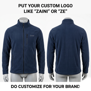 เสื้อแจ็คเก็ตวิ่งผ้าฟลีซโพลีเอสเตอร์พรีเมียม 300 GSM สำหรับผู้ชาย สีกรมท่า ระบายอากาศได้ดี กันน้ำ แผงหน้าอกปักโลโก้ - Product Image 1