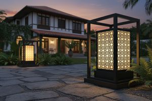 Modern Minimalist Outdoor Square Decorative <b>Wall</b> <b>Sconce</b> for Villa Resort Hotel AC 200V E27 IP65 Stainless Steel Black - Product Image 2