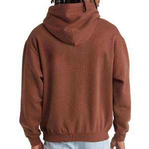 เสื้อฮู้ดดี้สีน้ำตาลสำหรับผู้ชาย แขนยาว มีกระเป๋าจิงโจ้ ผ้าคอตตอนผสม สวมใส่สบาย - Product Image 3